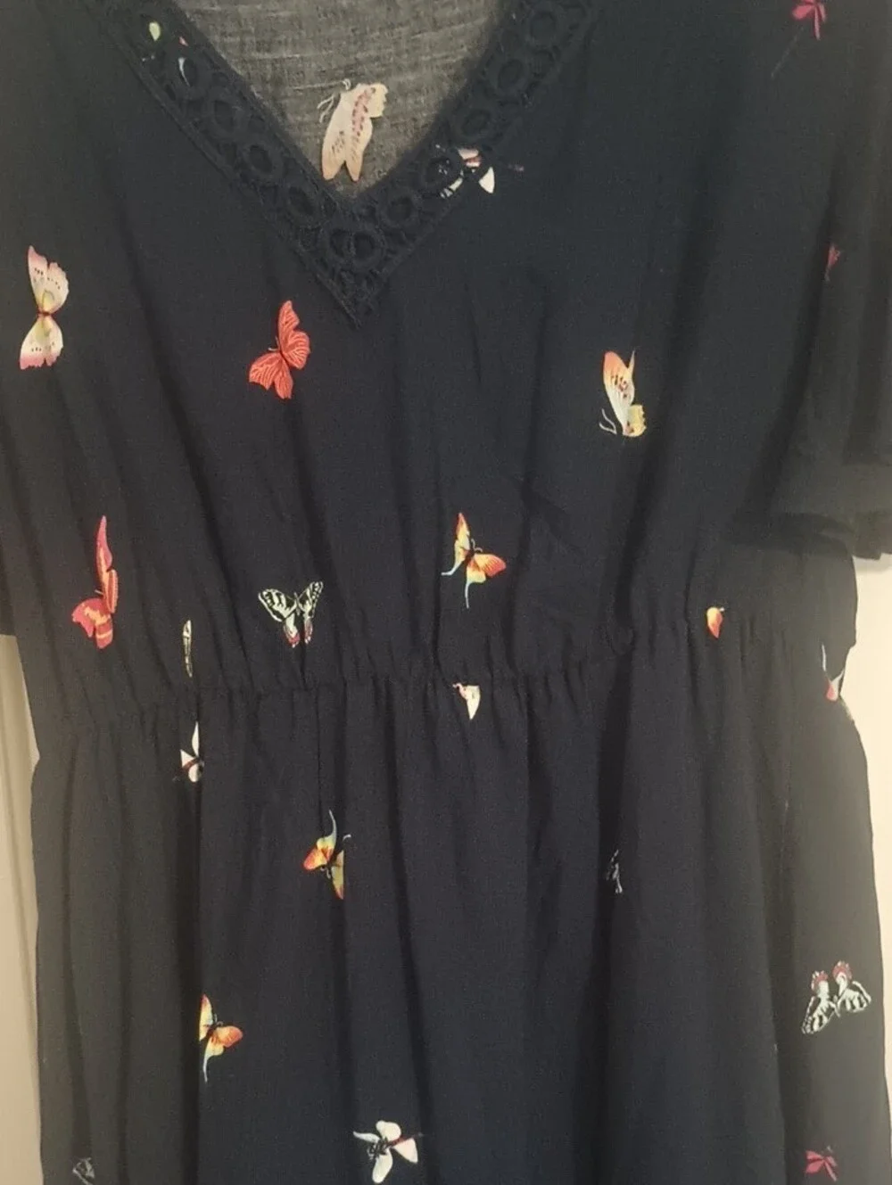 BloomChic Black Maxi Dress with Butterfly and Floral Border - Picture 6 of 10